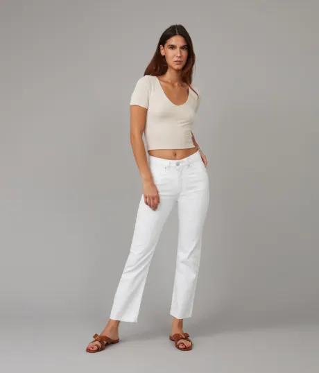 Lola Jeans DENVER-WHT Jean droit taille haute