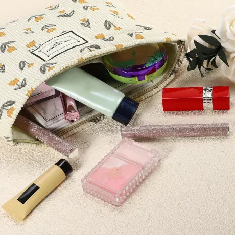 Unique Bargains - Trousse de maquillage florale Grande pochette Porte-monnaie de voyage