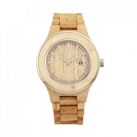 Earth Wood - Cherokee Bracelet Watch w/Magnified Date - Khaki/Tan