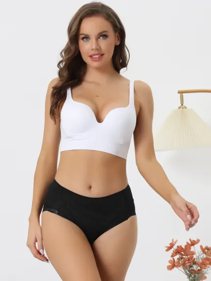 Allegra K- Slip sous-vêtement extensible taille moyenne en dentelle pour femme