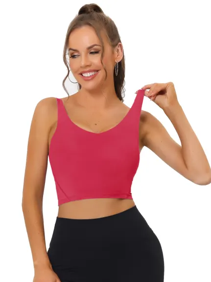 Allegra K- Sports Bra Longline Padded Yoga Tank Top