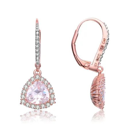 Genevive Sterling Silver with Colored Cubic Zirconia Drop Earrings