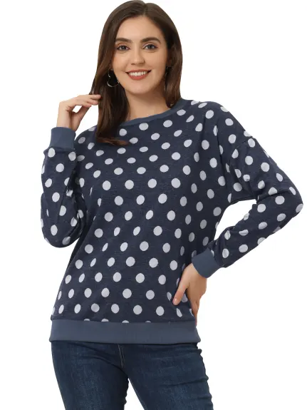 Allegra K- Knitted Pullover Top Polka Dots Sweater