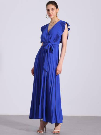 Allegra K - Wrap V-Neck Elegant Maxi Dress