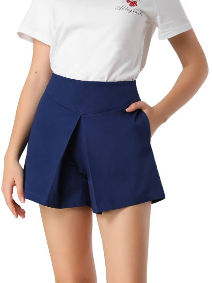 Allegra K - A-Line High Waist Summer Casual Solid Shorts