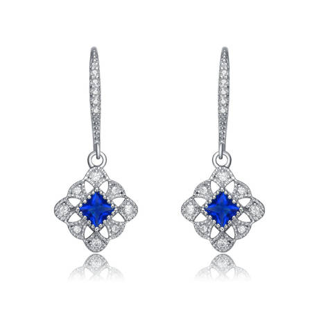 Genevive Boucles d'oreilles dormeuses en argent sterling plaqué or blanc avec oxyde de zirconium coloré