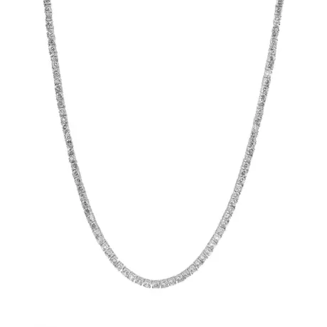 Genevive Sterling Silver with 3mm Colored Cubic Zirconia 16 Inch Tennis Necklace