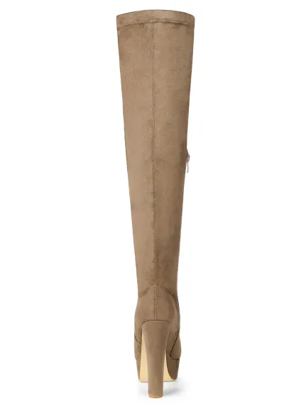 Allegra K - Platform Block Heel Over Knee High Boots