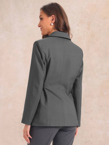 Allegra K- Long Sleeve Belted Jacket Suit Blazer