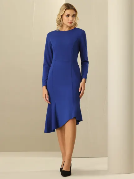 INSPIRE CHIC - Fishtails Belted Long Sleeve Formal Dress