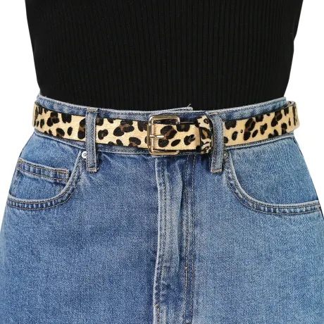 Allegra K- Faux Leather Leopard Print Belt