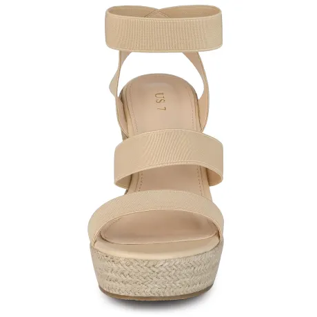 Allegra K - Elastic Strap Espadrille Wedges Sandals