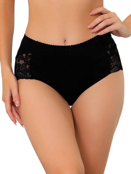 Allegra K- High Waist Lace Silky Brief Panties