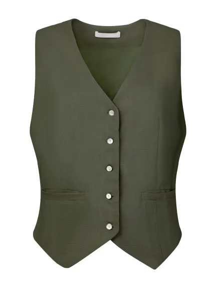 Hobemty- Linen Vest Sleeveless Button Down Waistcoat