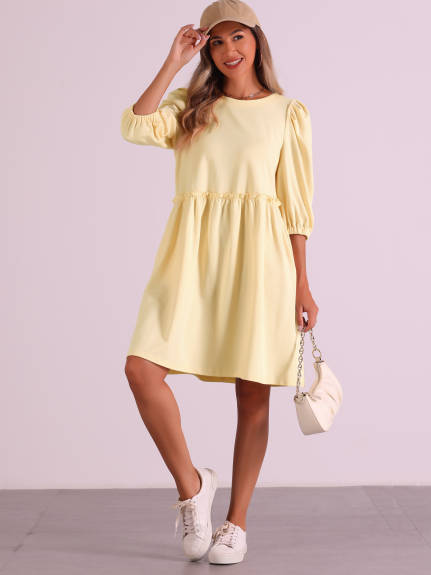 Allegra K - Casual Scoop Neck Babydoll Dress