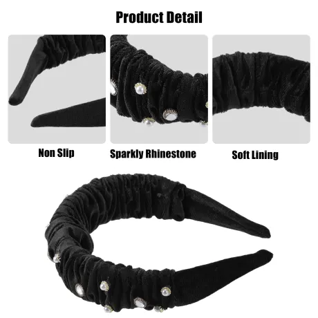 Unique Bargains - Rhinestone Glitter Padded Plush Headband