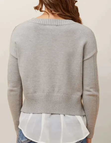 Annick - Ophelia Faux Layered Knit Sweater Shirt Effect