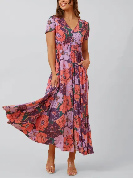 Annick - Christina Maxi Dress Fit & Flare Floral Print