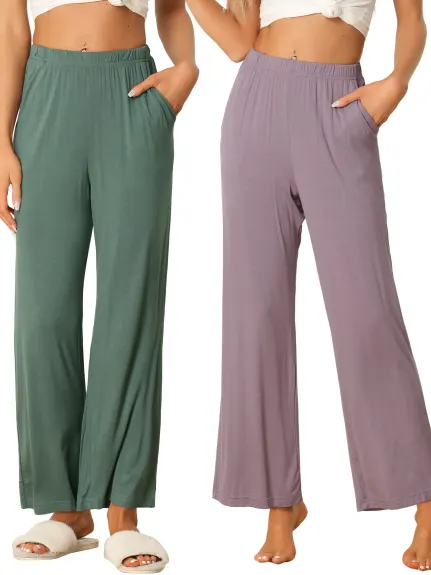 cheibear - Wide-Leg Sleep Pants 2-Pack, Combo 3