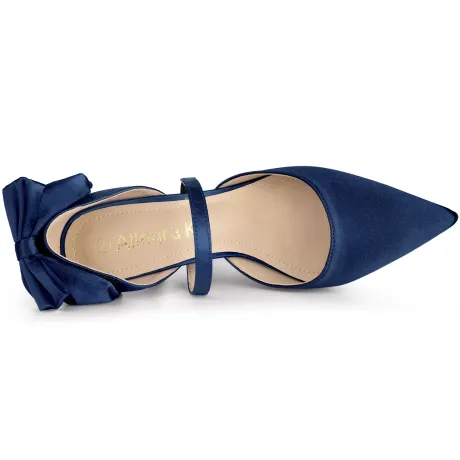 Allegra K - Pointed Toe Bow Decor Stiletto Heel Pump