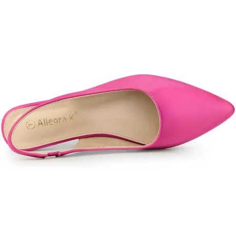 Allegra K - Pointed Toe Slingback Flats Pumps