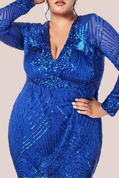 Goddiva  - Scalloped Hem Starburst Midi Dress - plus size