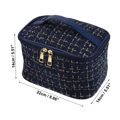 Unique Bargains- Travel Makeup Bag Organizer Case Woolen Plaid Pattern