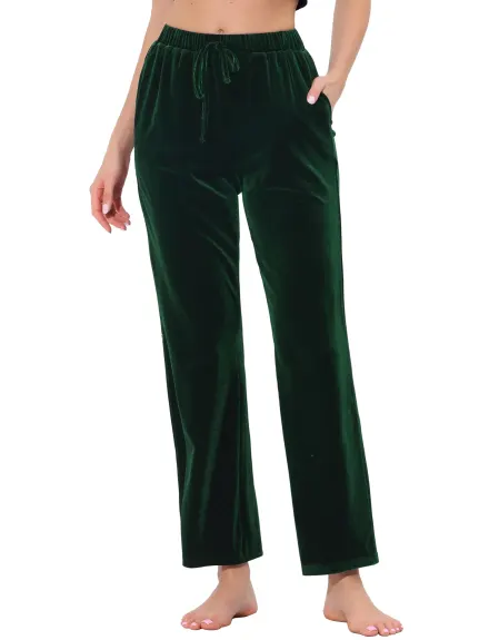 cheibear - Pajama Bottoms Velvet Wide Leg Sleep Trousers