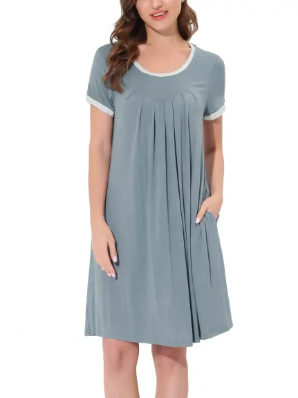 cheibear - Pajama Dress Nightshirt with Pockets