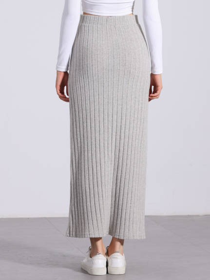 Allegra K - High Waist Long Bodycon Knit Skirt