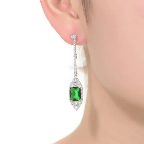 Genevive Boucles d'oreilles pendantes en argent sterling plaqué or blanc avec oxyde de zirconium coloré