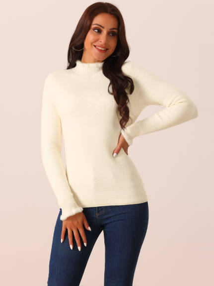 Allegra K - Slim Fit Mock Neck Sweater