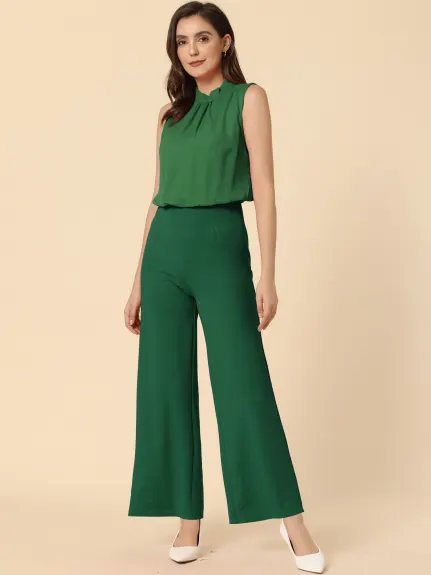 Allegra K - High Waist Flare Leg Rompers