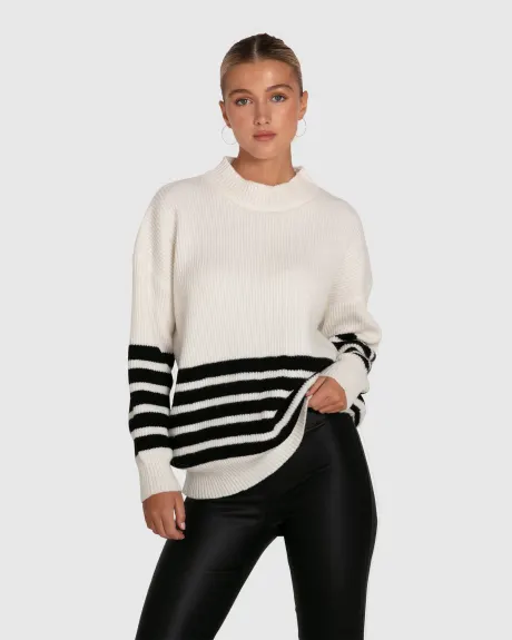 Everything I Do Oversize Striped Knit - Black White