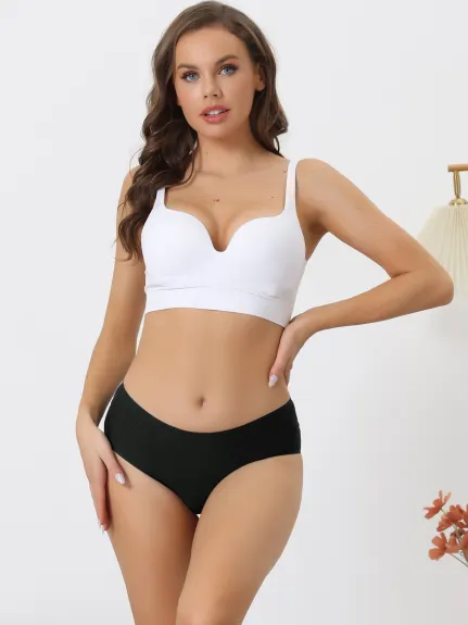 Allegra K- Mid-Waist Invisible Stretchy Full Coverage Briefs