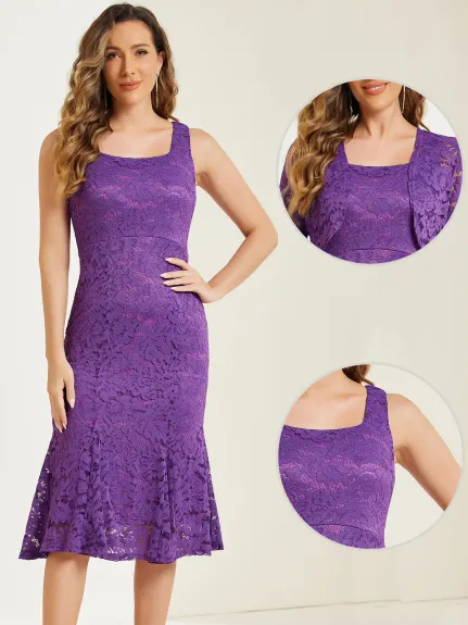 Allegra K - Sleeveless Lace Fishtail Dress Elegant Outfits