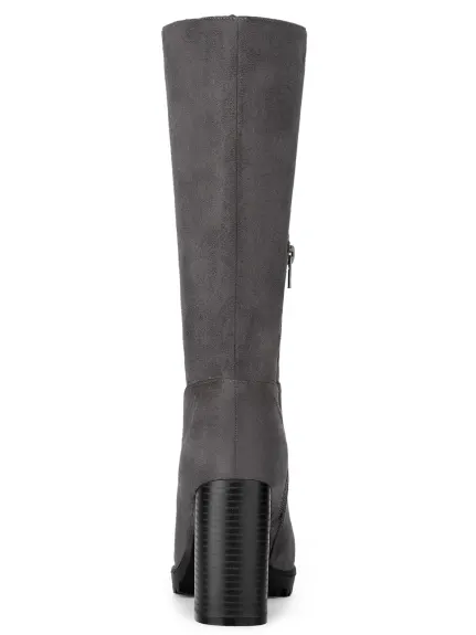 Allegra K- Mid Calf Block Heel Boots