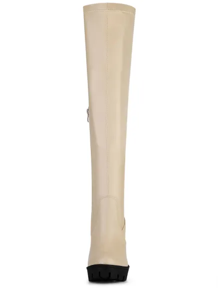 Allegra K - Chunky Heel Over Knee High Boots