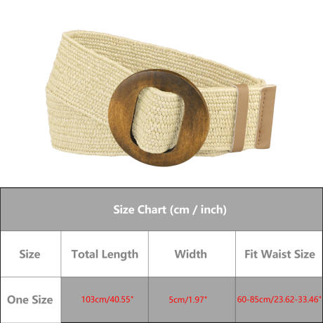 Allegra K- Wide Waist Stretch Woven Belt Wooden Buckle