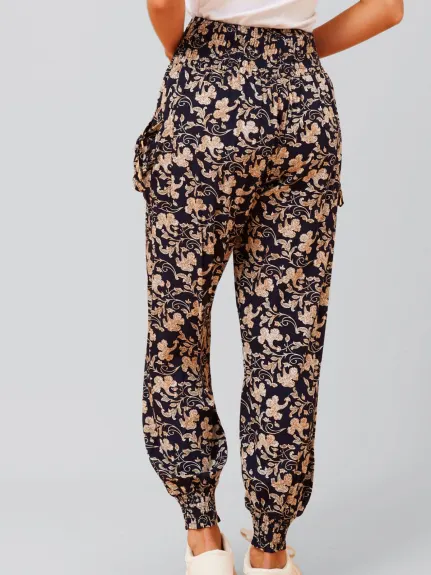 Annick - Edna Pantalon Sarouel Bohème Taille Nid D'Abeilles