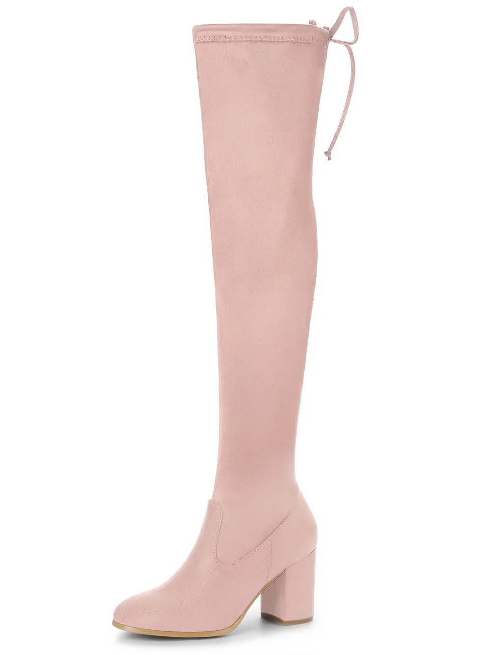 Allegra K- Chunky Heel Tied Over the Knee High Boots