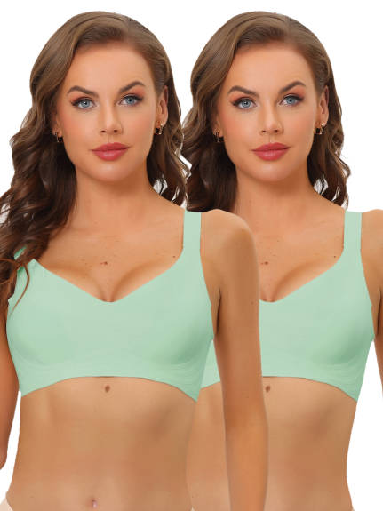 Allegra K- Wireless No Show Bra Pack, Light Green