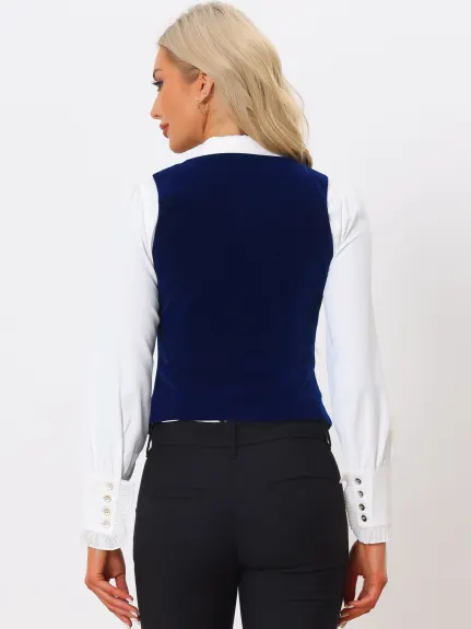 Allegra K- Velvet Waistcoat Racerback Vest