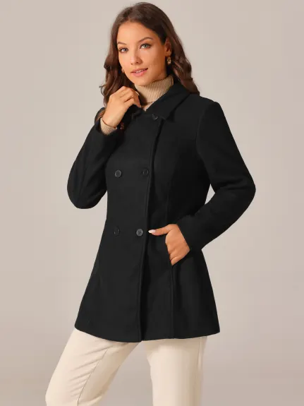 Allegra K - Classic Winter Double Breasted Peacoat