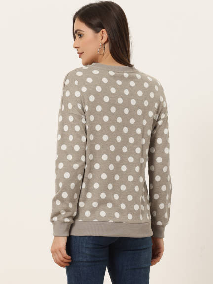 Allegra K- Knitted Pullover Top Polka Dots Sweater