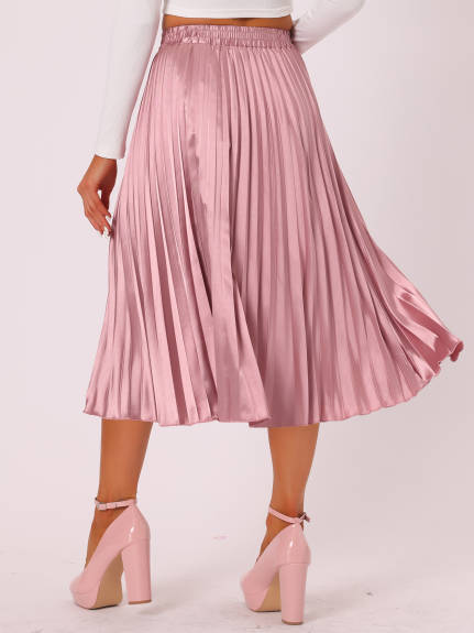 Allegra K - Elastic Waist Accordion Pleated Midi Skirt