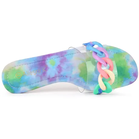 Allegra K - Sandales à enfiler transparentes avec chaîne tie-dye