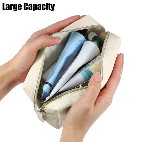 Unique Bargains- PU Leather Makeup Bag Brush Organizer Toiletry