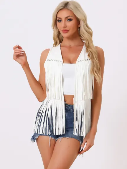 Allegra K- Fringe Open Front Tassel Cardigan