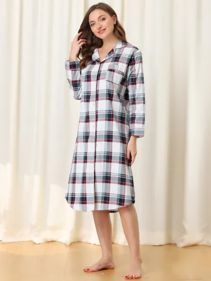 cheibear - Plaid/Heart Printed Lounge Sleepshirt